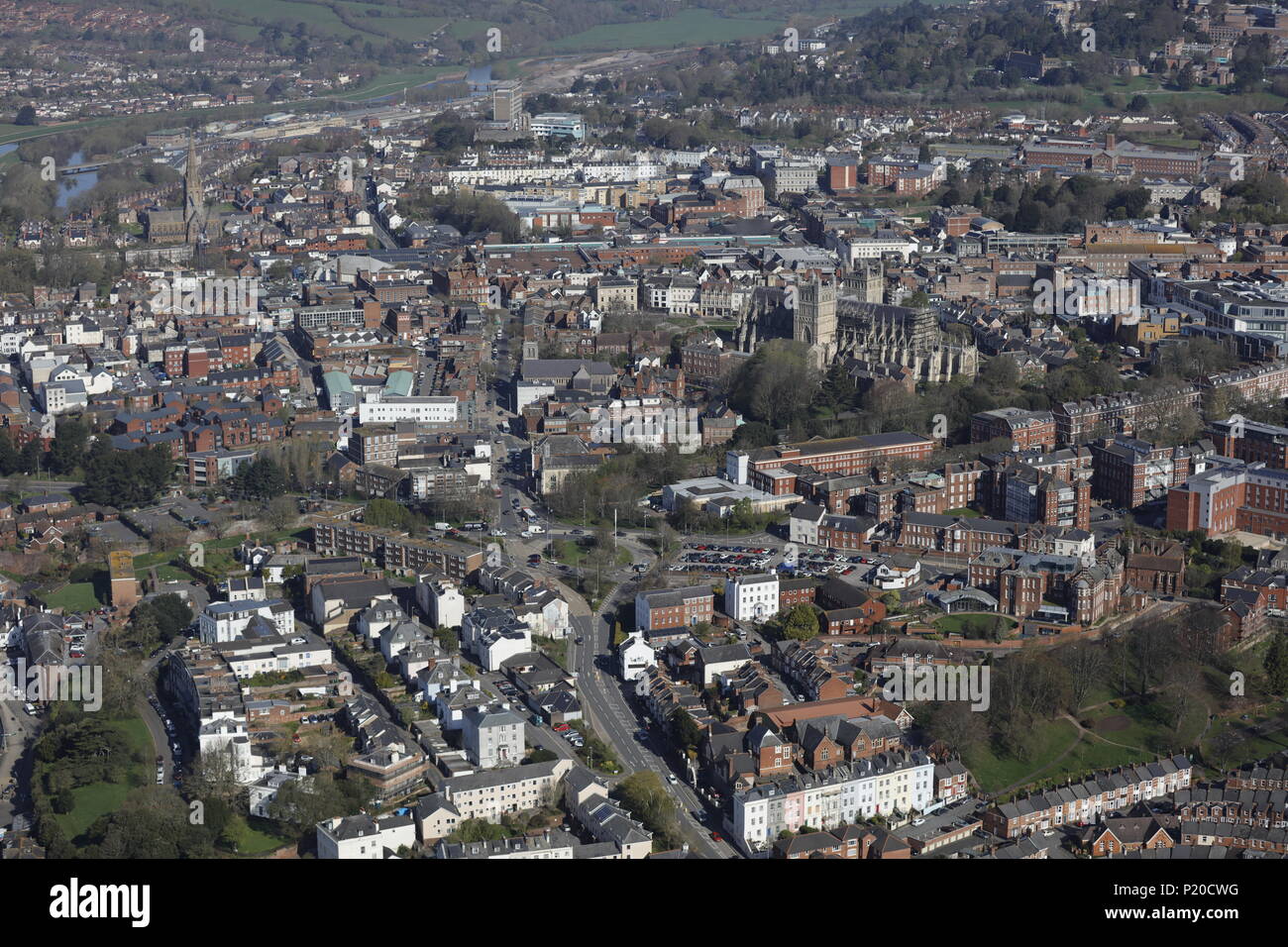 An aerial view of the Devon city of Exeter Stock Photo