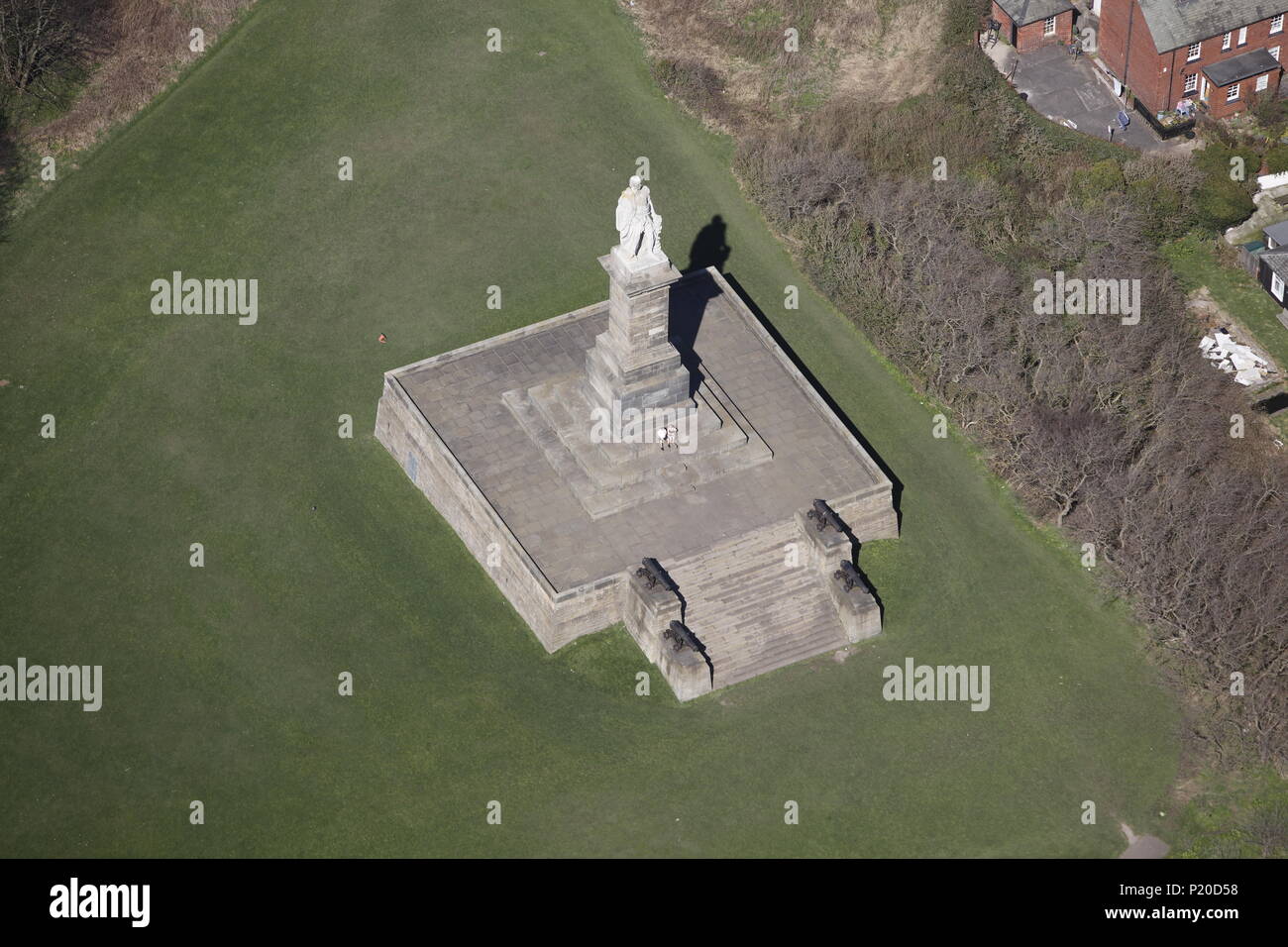 An aerial view of the Collingwood Monument, Tynemouth Stock Photo