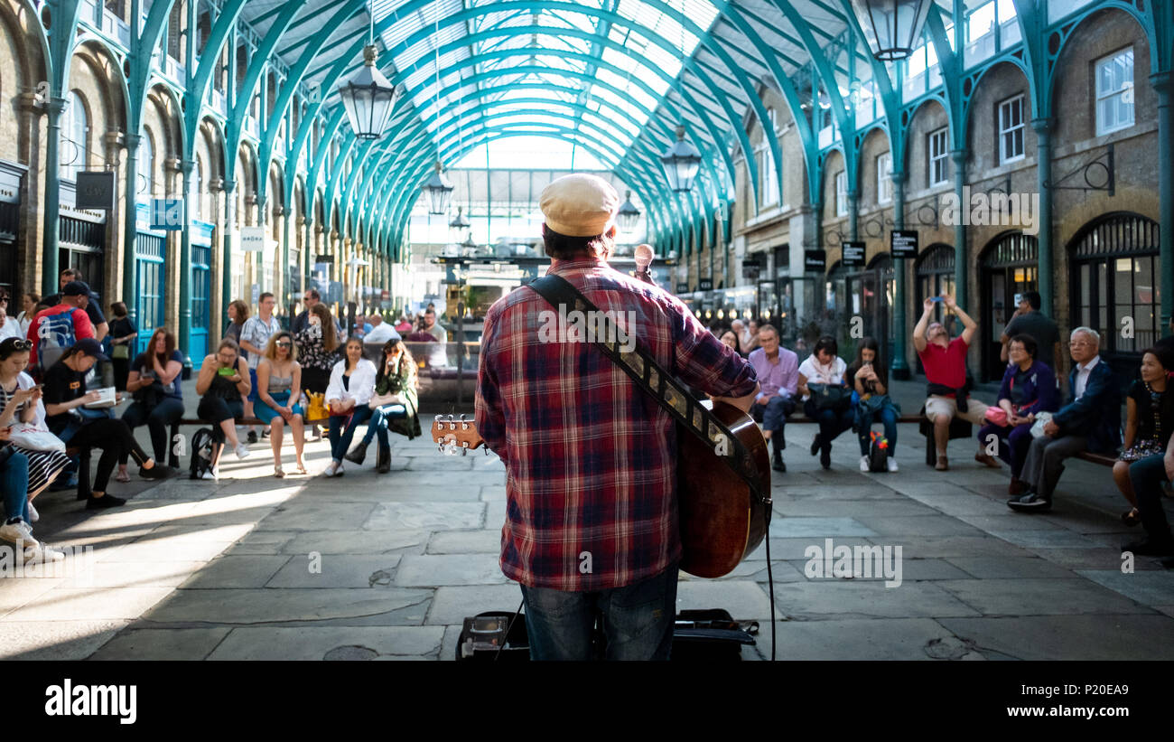 Busker at Covent Garden Stock Photo