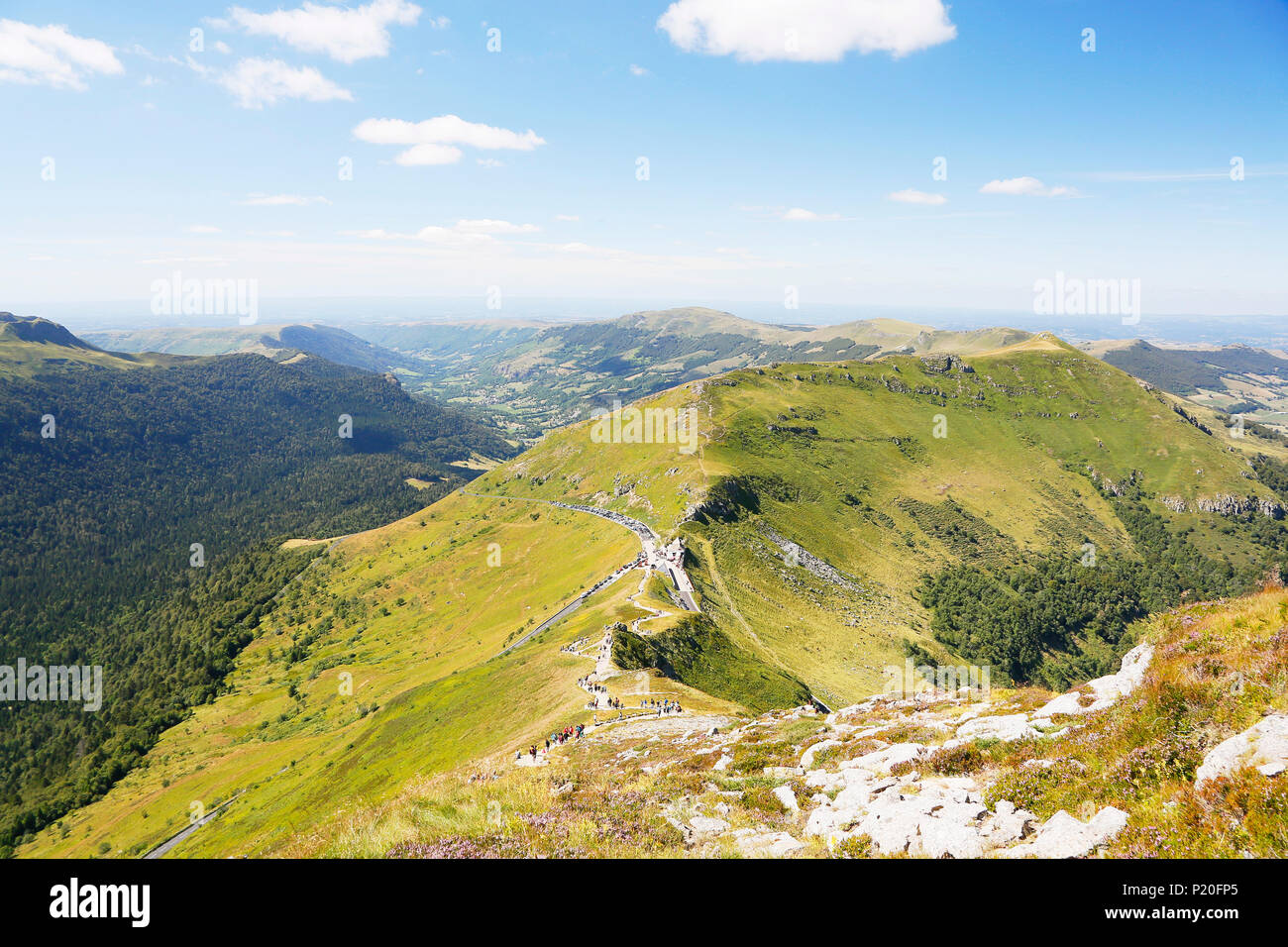 The Massif Central. Cantal. View of the Cantal mountains from the top of the Puy Mary. Stock Photo