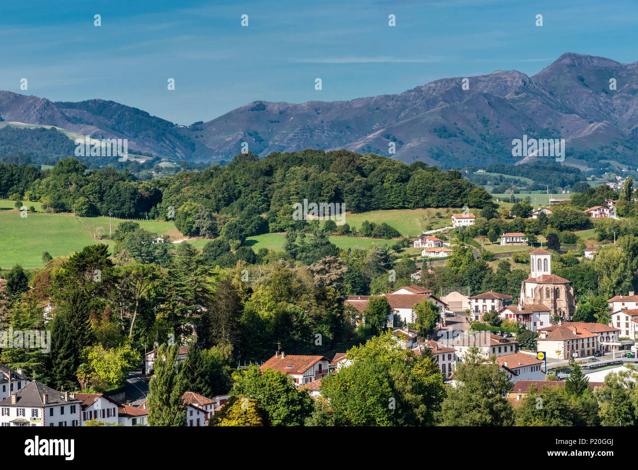 France, Basque Country, village of UhartCize seen from SaintJeanPied