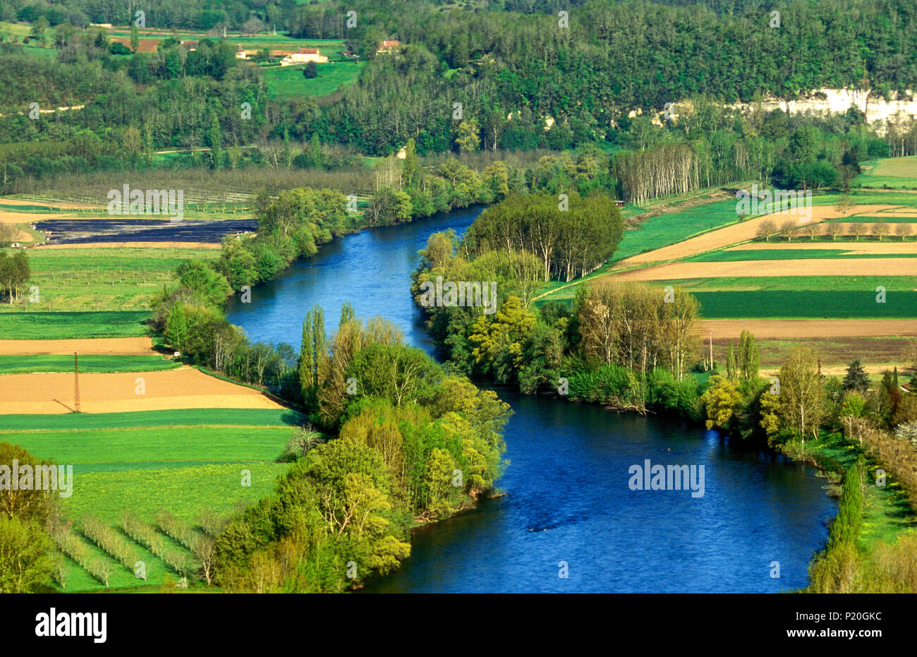 France, Dordogne, river Dordogne seen from Domme (labelled "Most