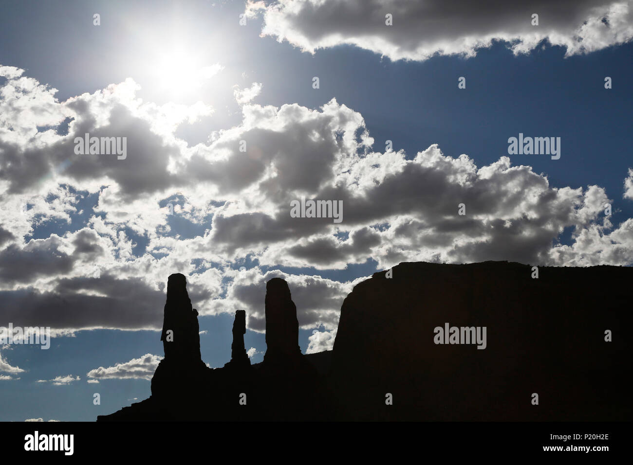 USA. Utah. Monument Valley. The three Sisters Stock Photo