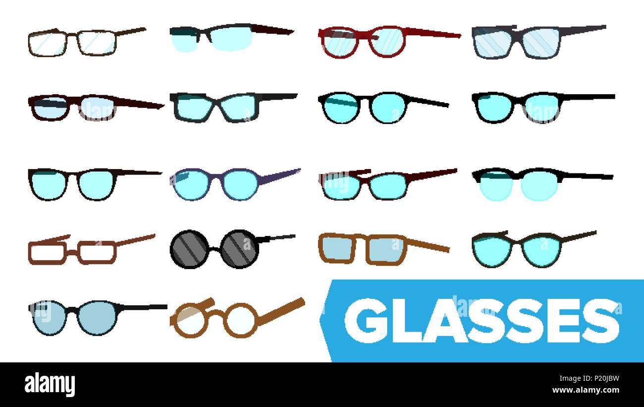 Glasses Set Vector. Modern Glasses Icon. Different Eyewear Types. Eyeglasses With Frame. Blue Lense. Flat Cartoon Isolated Illustration Stock Vector Image & Art - Alamy Glasses Set Vector. Modern Glasses Icon. Different Eyewear Types. Eyeglasses With Frame. Blue Lense. Flat Cartoon Isolated Illustration Stock Vector Image & Art - Alamy