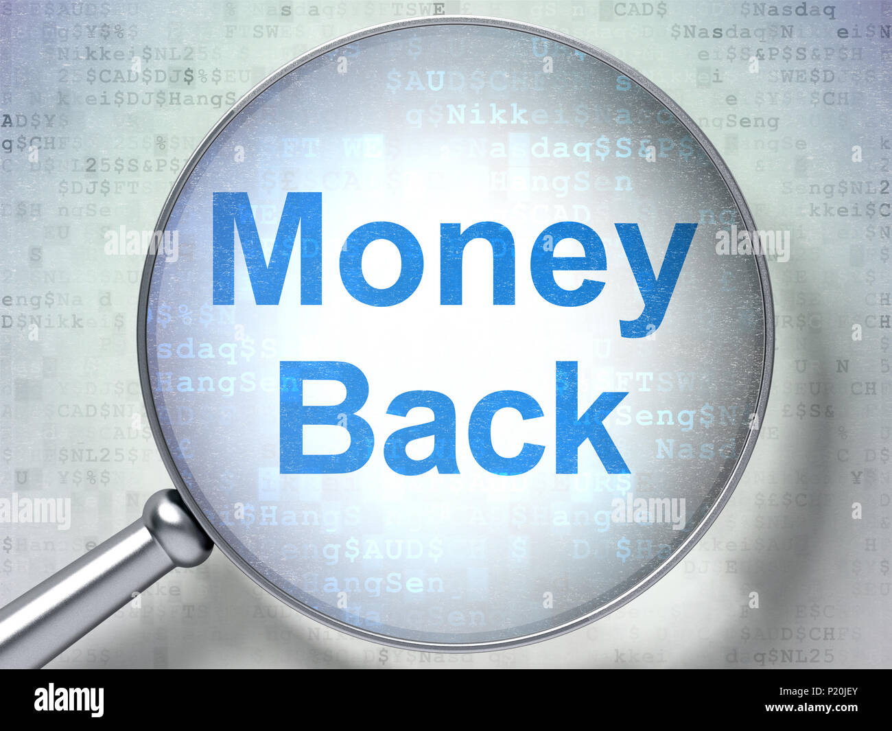 Business concept: Money Back with optical glass Stock Photo - Alamy