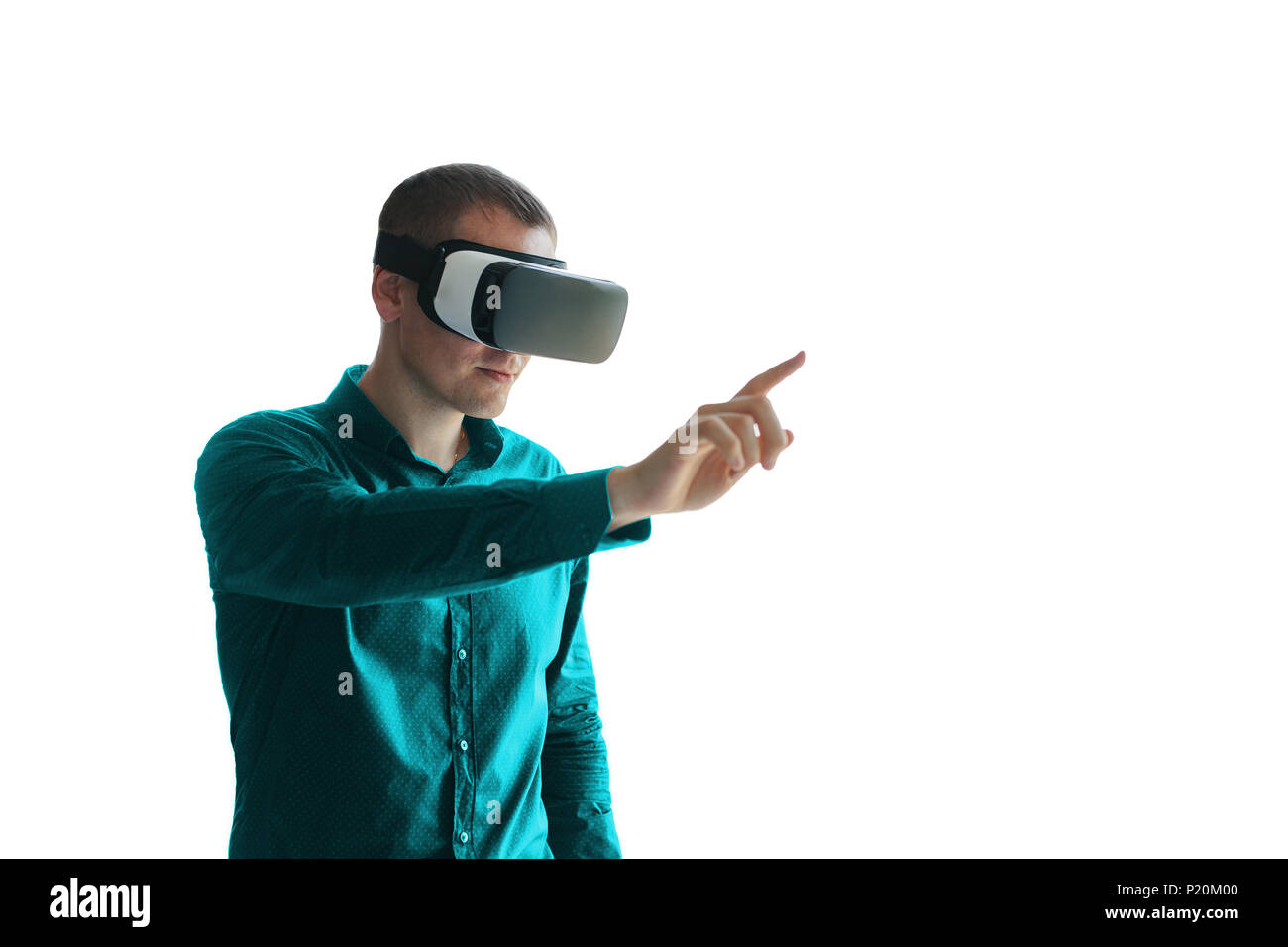 The man with glasses of virtual reality. Future technology concept. Modern imaging technology Stock Photo