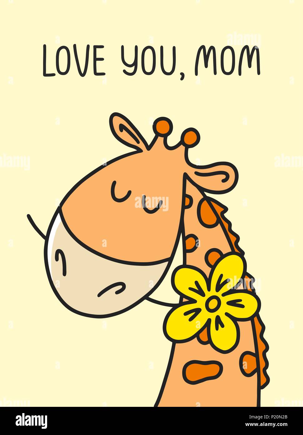 Mothers Day holiday card with cute giraffe. Cartoon vector flat illustration Stock Vector Image ...