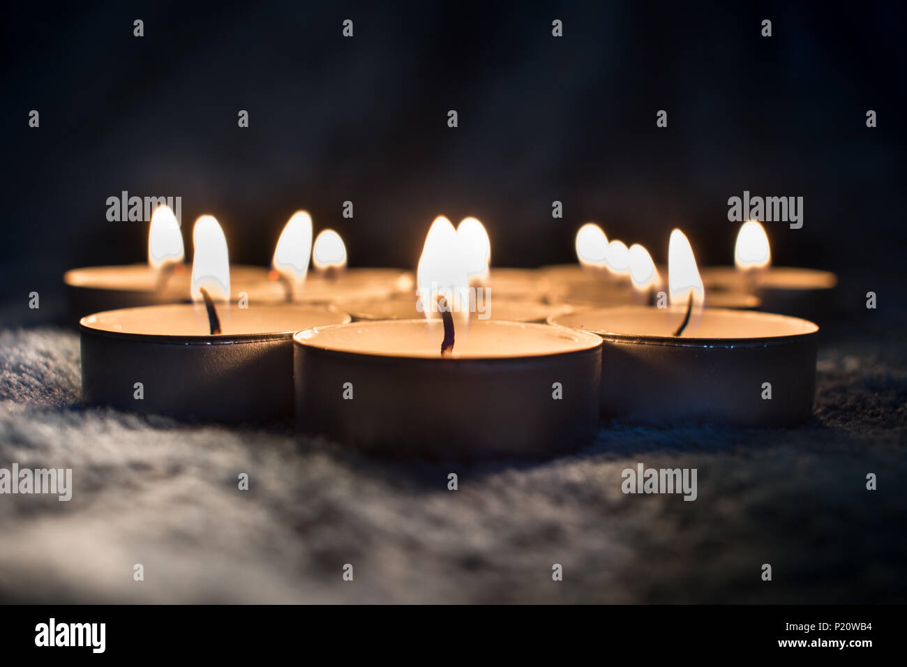 Warm candle flames. Stock Photo