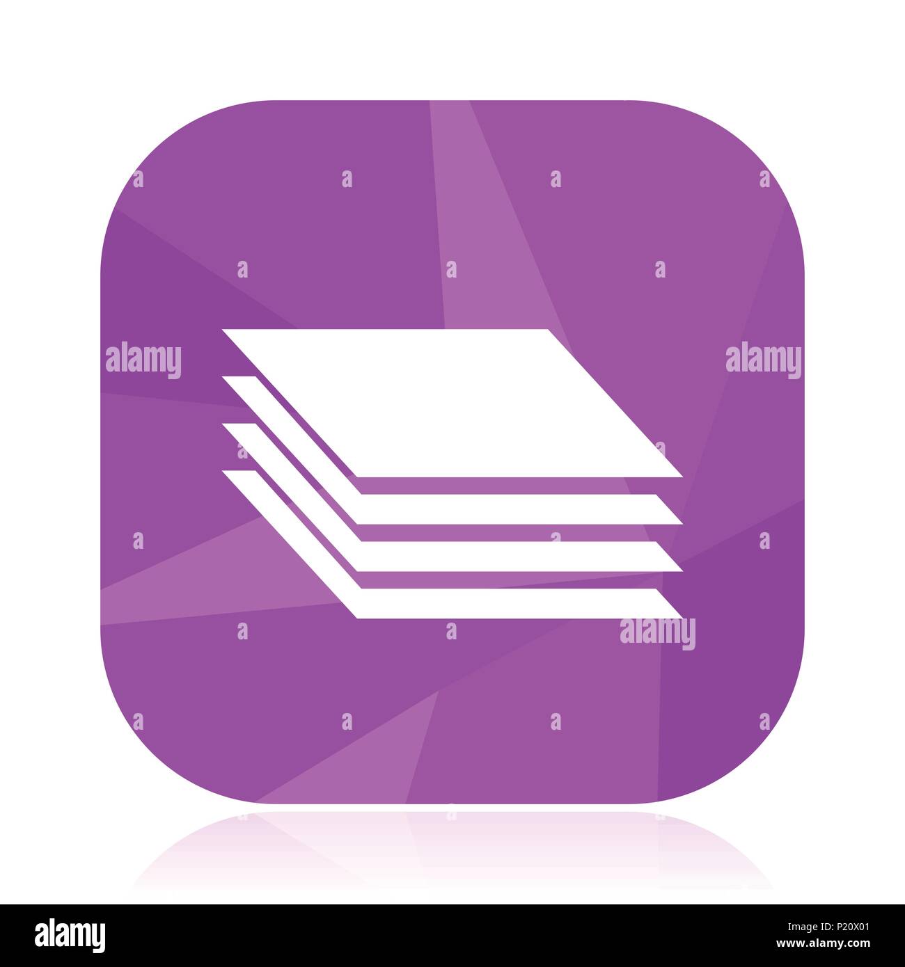 Layers flat vector icon. Book violet web button. Grid internet square sign. 3D modern design symbol in eps 10. Stock Vector