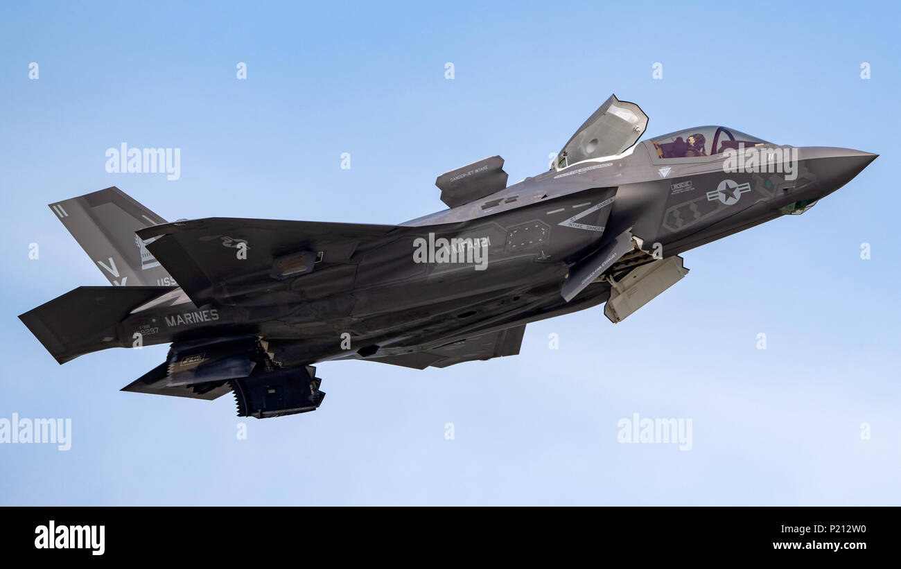 June 13, 2018 Iwakuni, Iwakuni, China Flight training of U.S. F35B stealth fighters is held