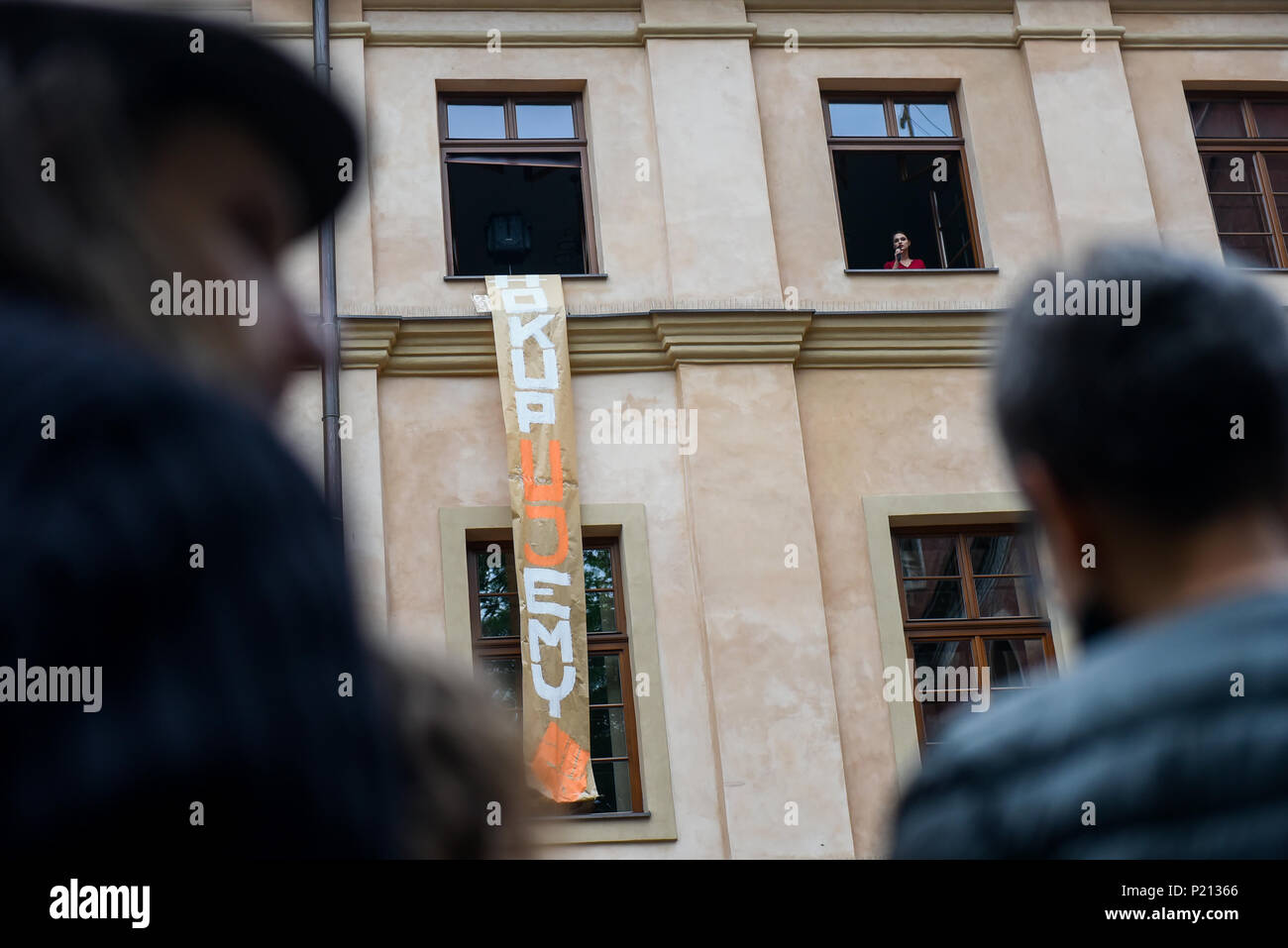 Krakow Poland 13th June 2018 A Banner Seen Hanging Our From A