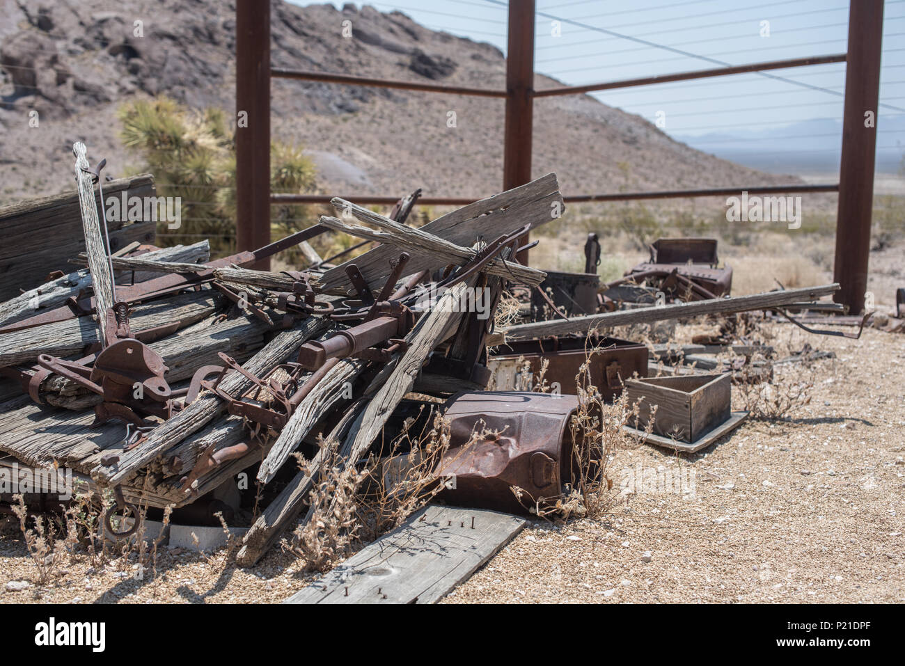 Rhyolite historic gold mining ghost town,, Near Beatty, Nevada, USA