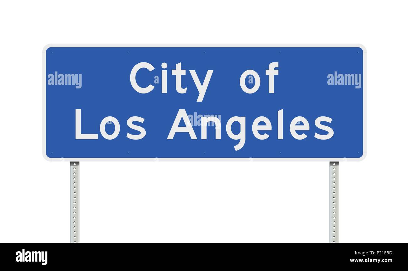 Vector illustration of the City of Los Angeles blue road sign Stock Vector
