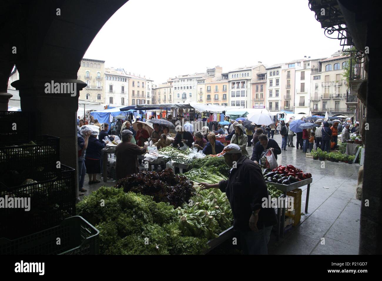 SPAIN - Catalonia - Osona (district) - Barcelona. Vic; Plaza Mayor / Plaça  Major; tenderete de bañadores / ropa interior de mujeres Stock Photo - Alamy