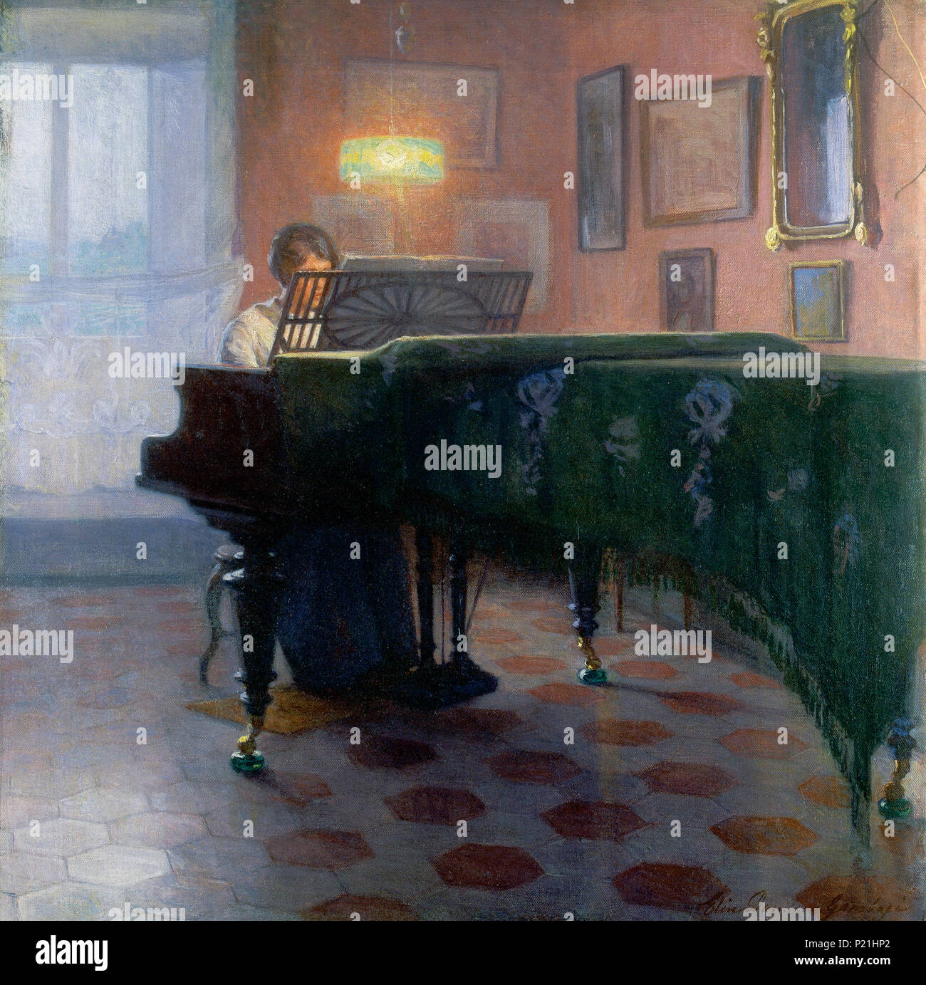Elin Danielson-Gambogi, Pianospelare 1907, 57 x 57 cm, öljy kankaalle, olja  på duk, oil on canvas 116 Elin Danielson-Gambogi - The Piano Player (1907  Stock Photo - Alamy