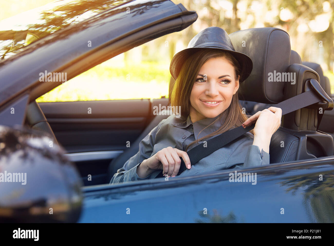 Woman car seatbelt seat belt hi-res stock photography and images - Alamy