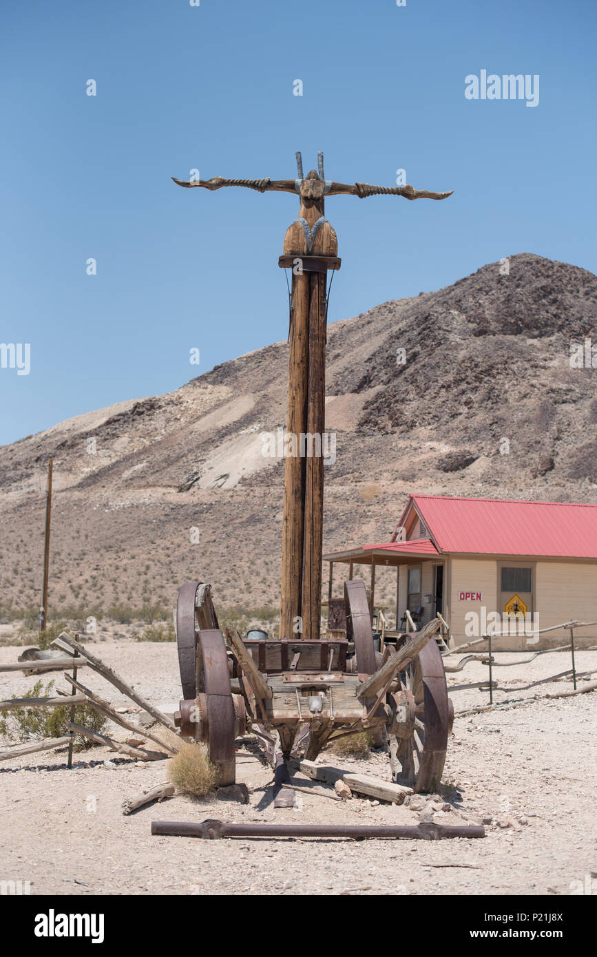 Goldwell open air museum in Rhyolite historic gold mining ghost town