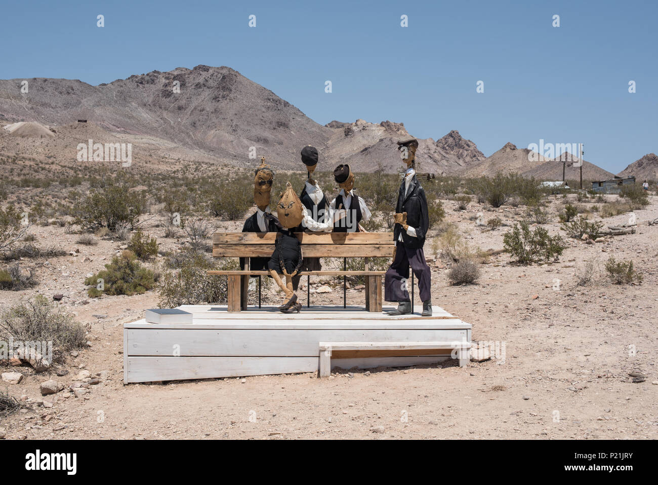 Goldwell open air museum in Rhyolite historic gold mining ghost town
