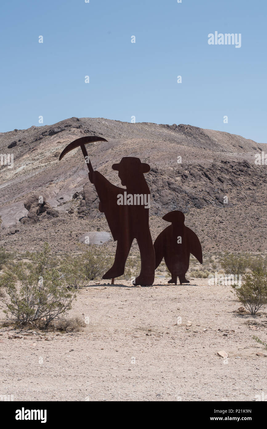 Goldwell open air museum in Rhyolite historic gold mining ghost town