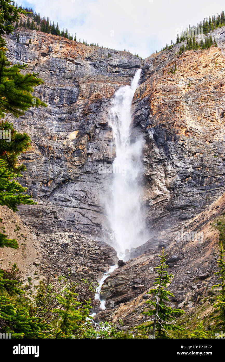 Glacier-fed Takakkaw Falls in Yoho National Park near Field, British ...