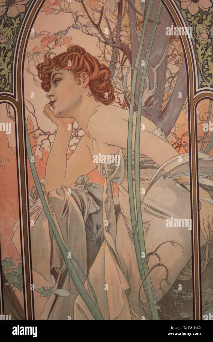 . Norsk bokmål: Alfons Mucha fotografert i Praha. English: Alphonse Mucha photographed in Prague. 5 May 2014, 14:04:45. Alphonse Mucha (1860–1939) Alternative names Alphonse Maria Mucha Description Czech-Austro-Hungarian poster artist, lithographer, photographer, graphic designer, painter and postage stamp designer Czechoslovak photographer, painter, illustrator and patriot. Apart from his artistic production he was an advocate for the unification of Czekoslovakia for which he designed the first banknotes in 1918. Date of birth/death 24 July 1860 14 July 1939 Location of birth/deat Stock Photo