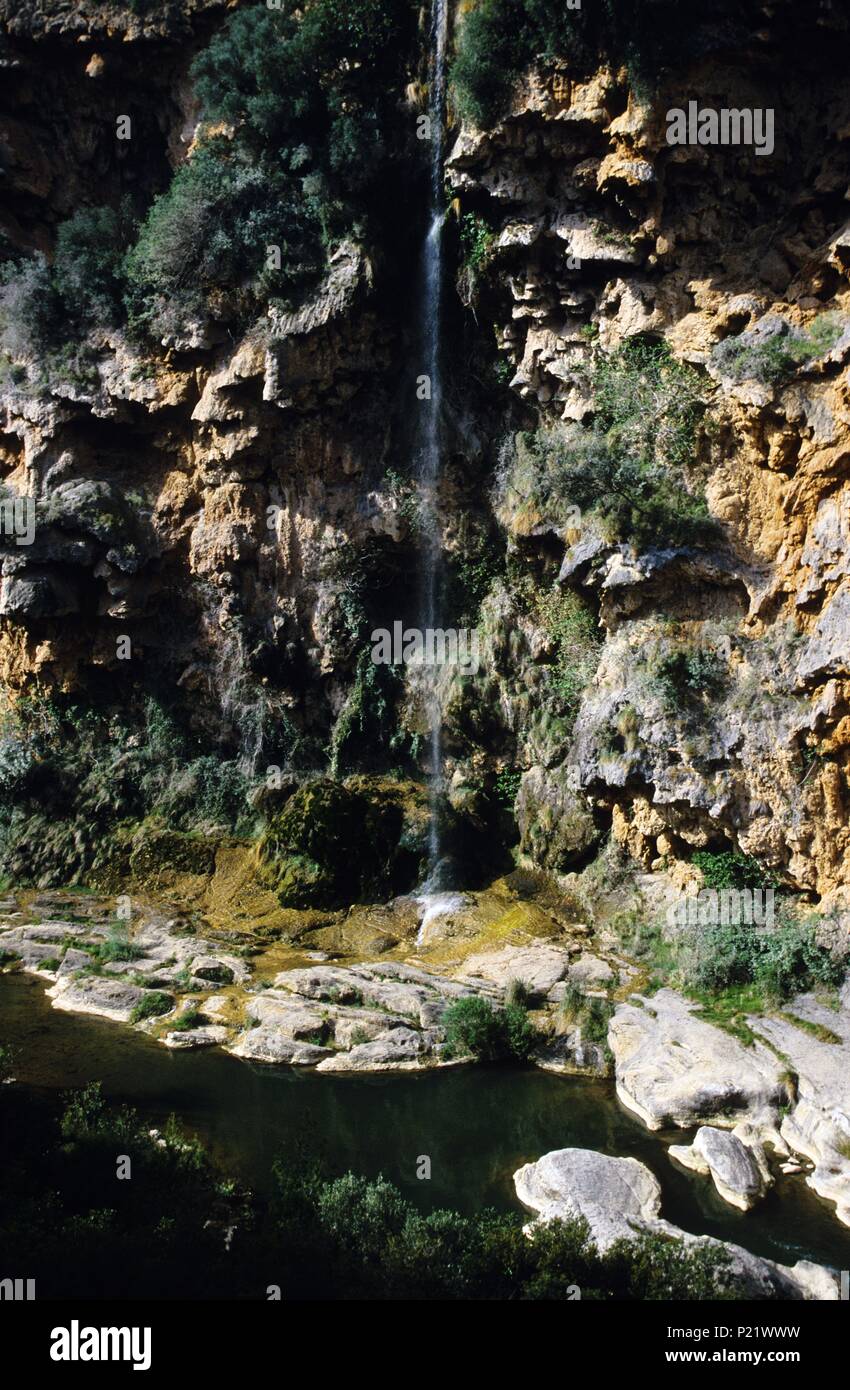 Navajas Palancia River Salto Del Brazal Waterfall Alto Palancia Region Stock Photo Alamy