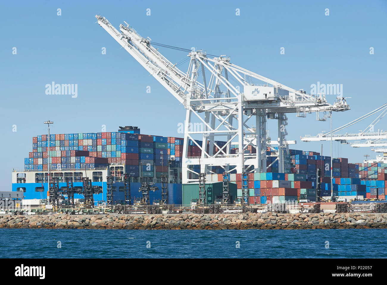 Two Large COSCO SHIPPING Container Ships Moored And Unloading In The