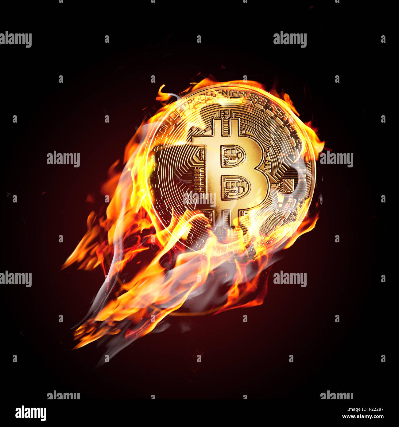 Bitcoin on fire Stock Photo - Alamy