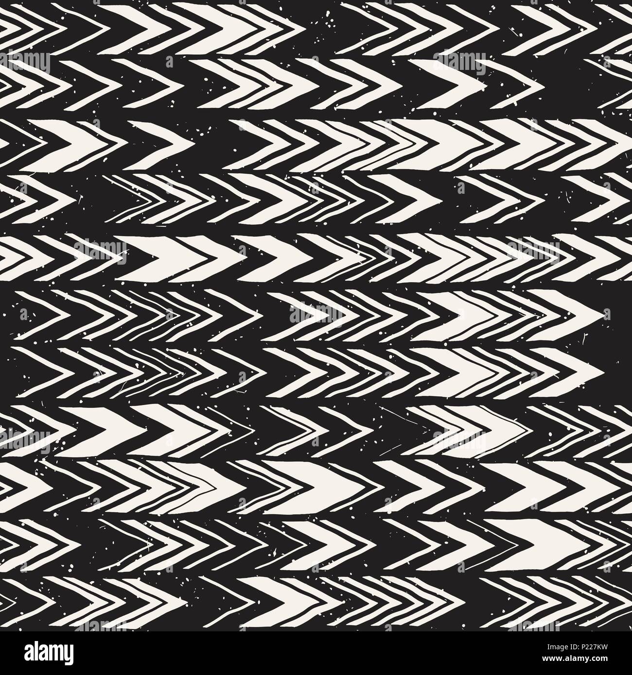 Seamless hand drawn style chevron pattern in black and white. Abstract ...