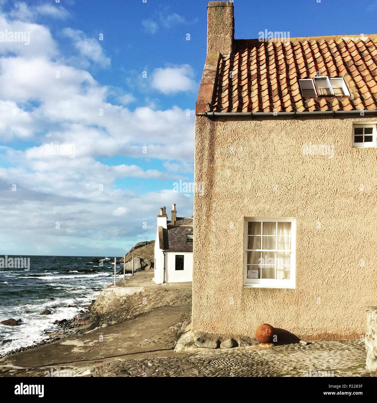 Stone cottage by the sea coast in Banffshire, Scotland Stock Photo Alamy