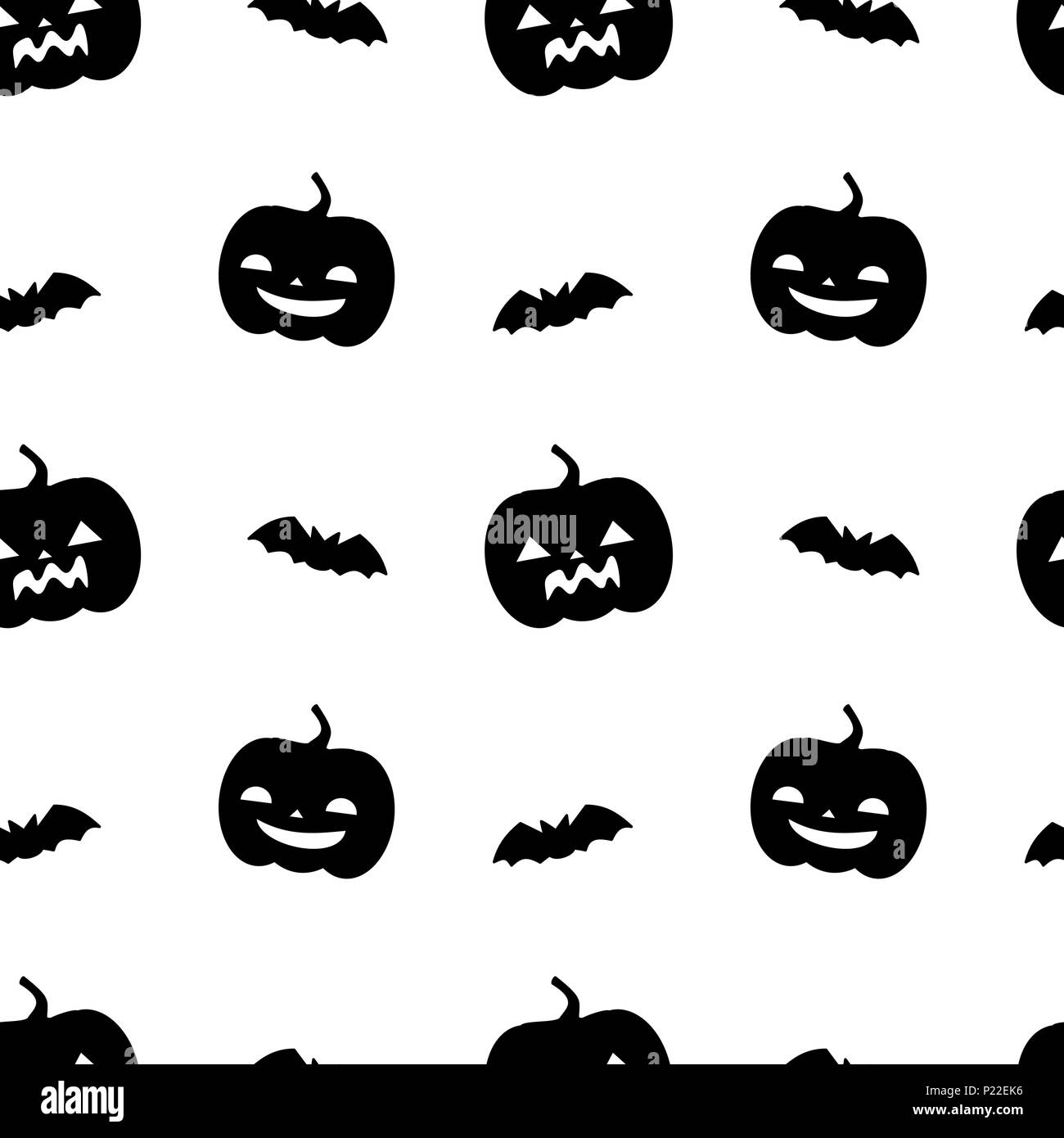 black and white halloween seamless vector pattern background ...