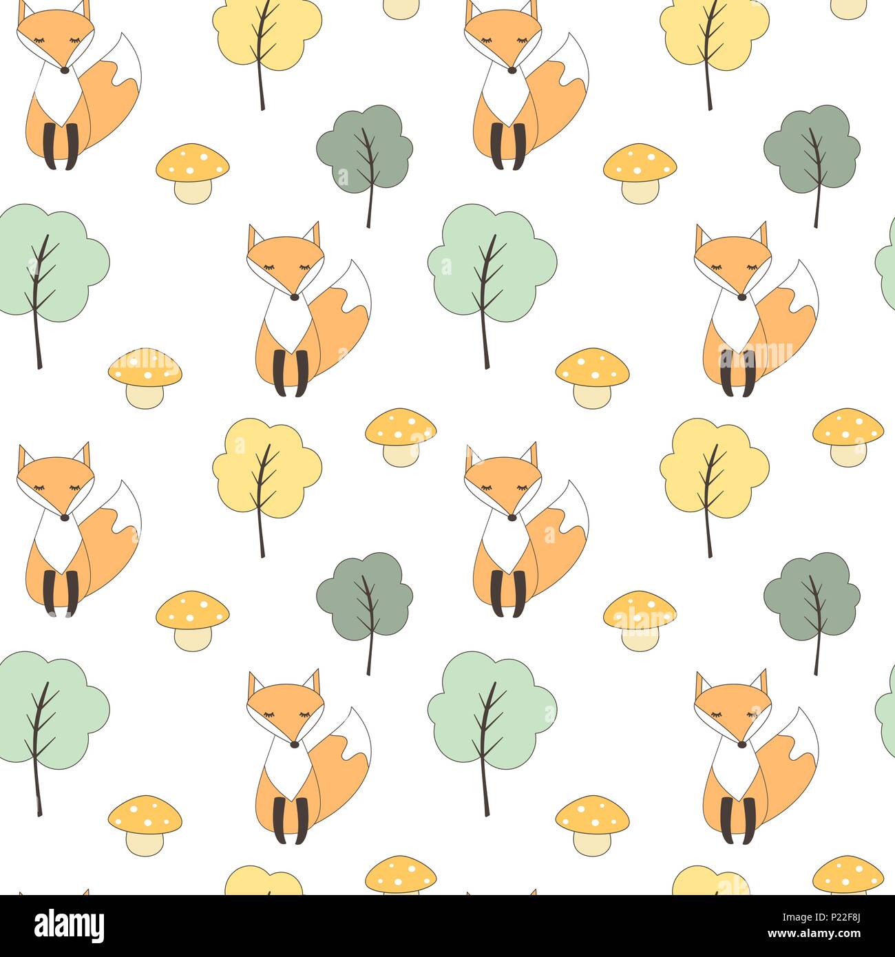 cute fall autumn seamless vector pattern background illustration with ...