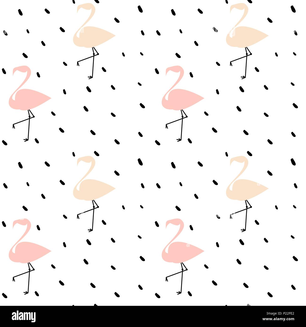 cute pink flamingos seamless vector pattern background illustration ...