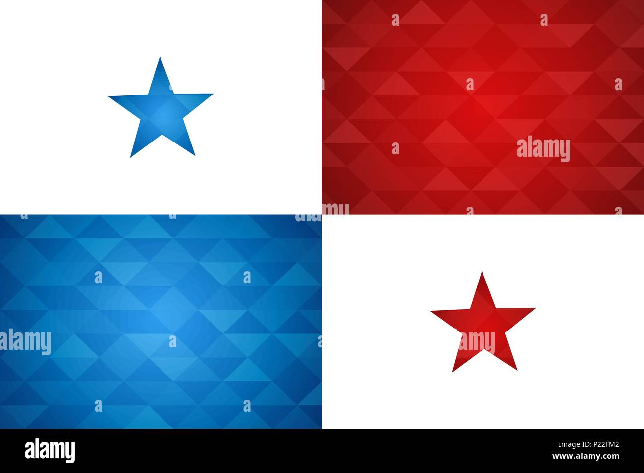 Panama flag for special country event with geometric triangle background. International panamanian nation template. EPS10 vector. Stock Vector
