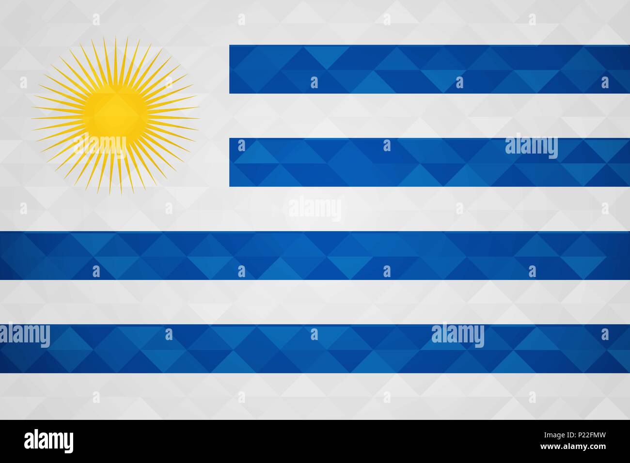Uruguay flag for special country event with geometric triangle background. International uruguayan nation template. EPS10 vector. Stock Vector