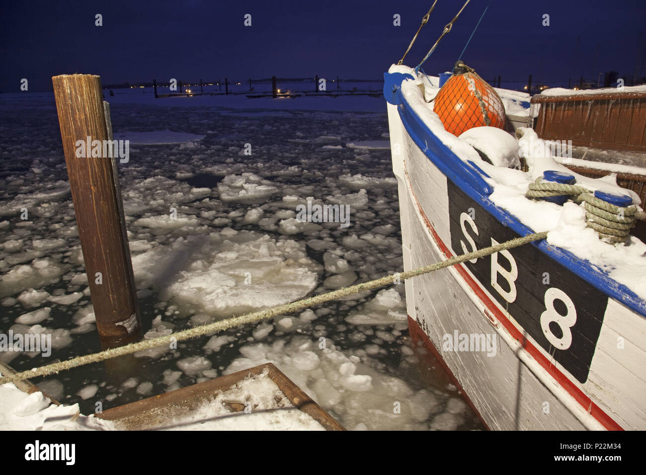 Winter in the harbour, Burgstaaken, Wulfener Hals, island Fehmarn, Schleswig - Holstein, North Germany, Germany, Stock Photo
