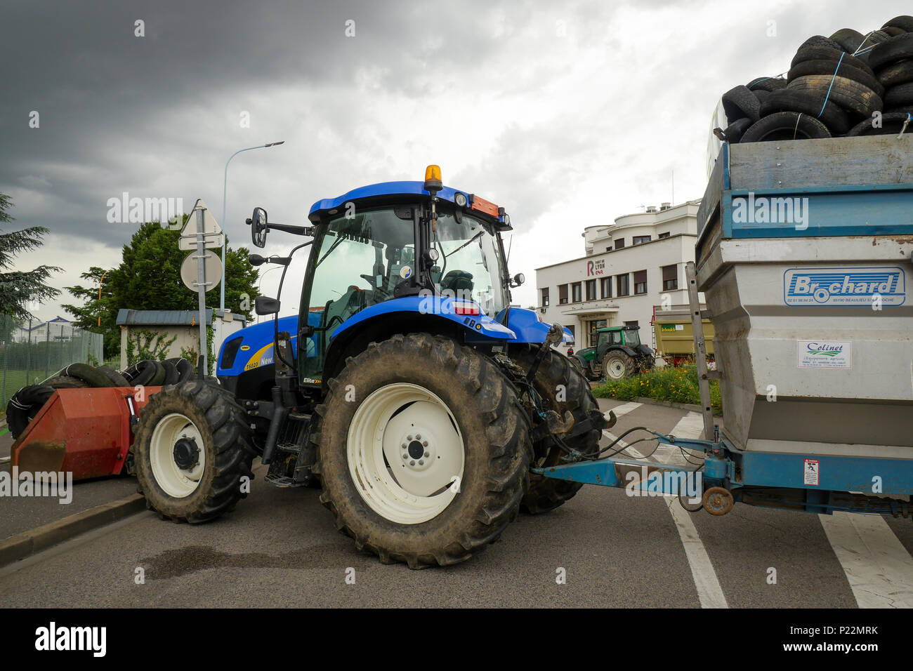 Lyon, France, 12th June 2018: Farmers, members of FNSEA and Jeunes Agriculteurs (in english, Young Farmers) are seen in Lyon (Central-Eastern France)  Stock Photo