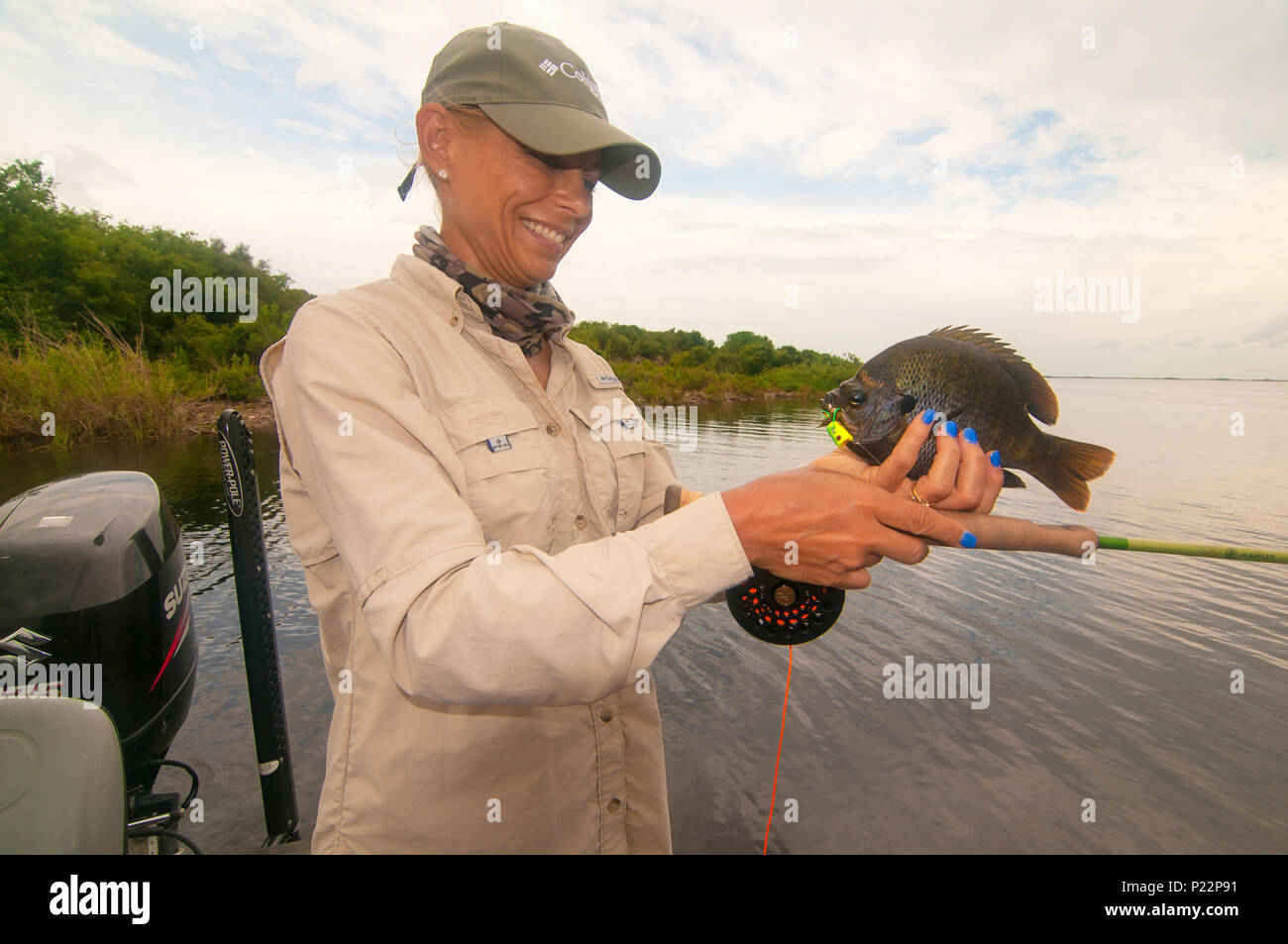Lake Okeechobee is one of the top fly fishing lakes in the U.S. Largemouth  bass & bluegill hang out in shallow waters with dense vegetation Stock  Photo - Alamy