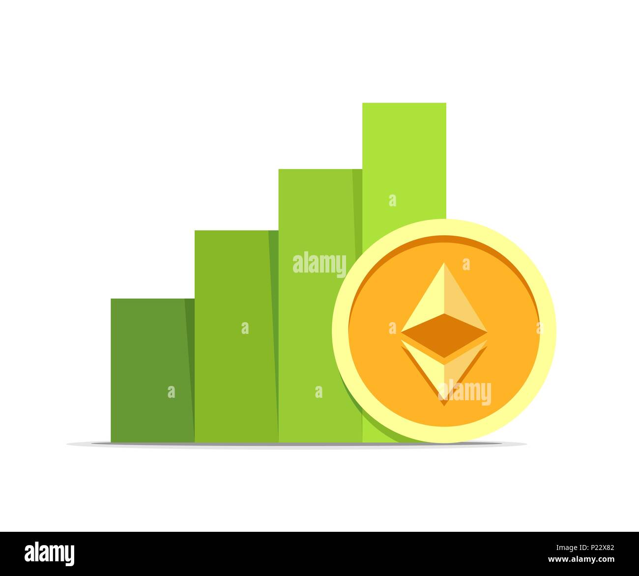 Ethereum value growth concept illustration isolated on white background