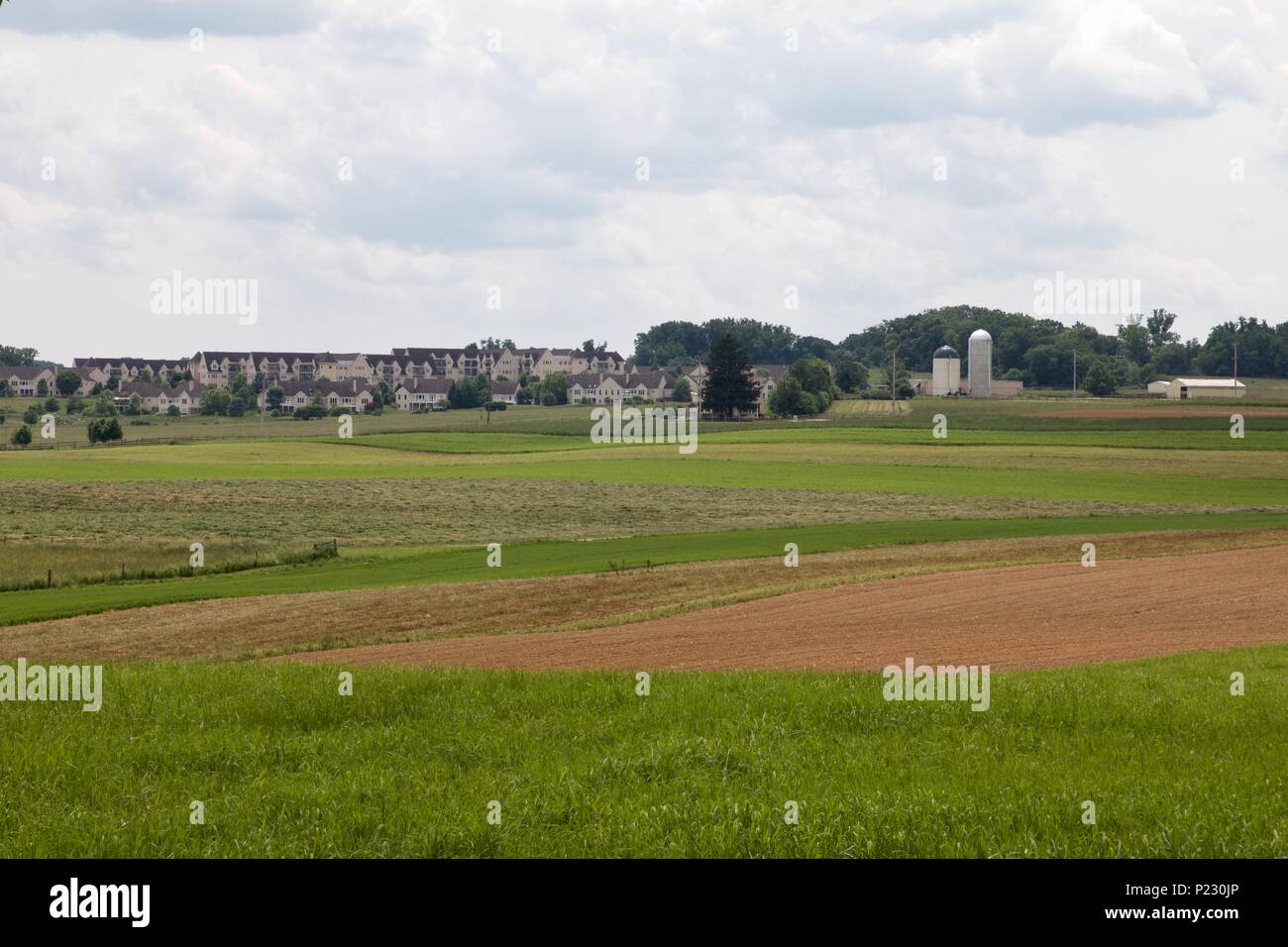 Urban sprawl marks the boundary of Natural Land Trust protected