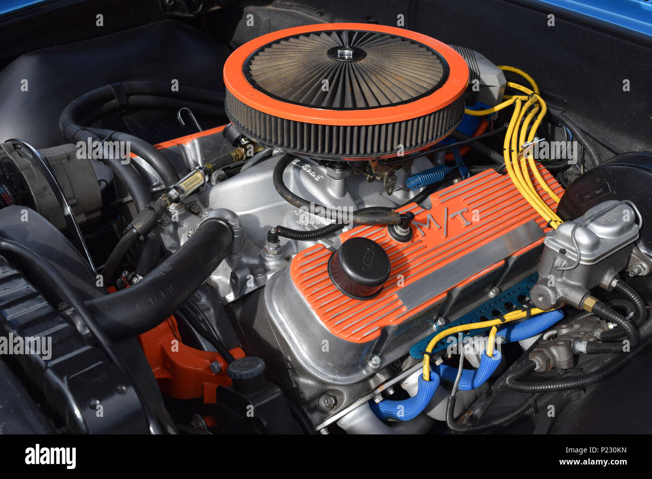 A Custom 396 Cubic Inch Chevrolet Engine. Stock Photo