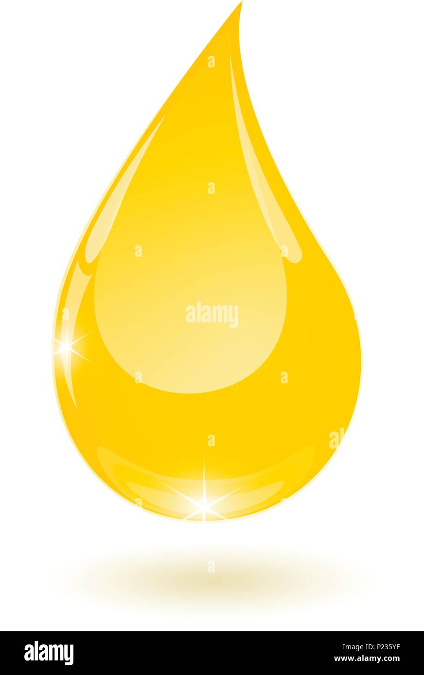 yellow drop of vegetable oil drops down isolated Stock Vector