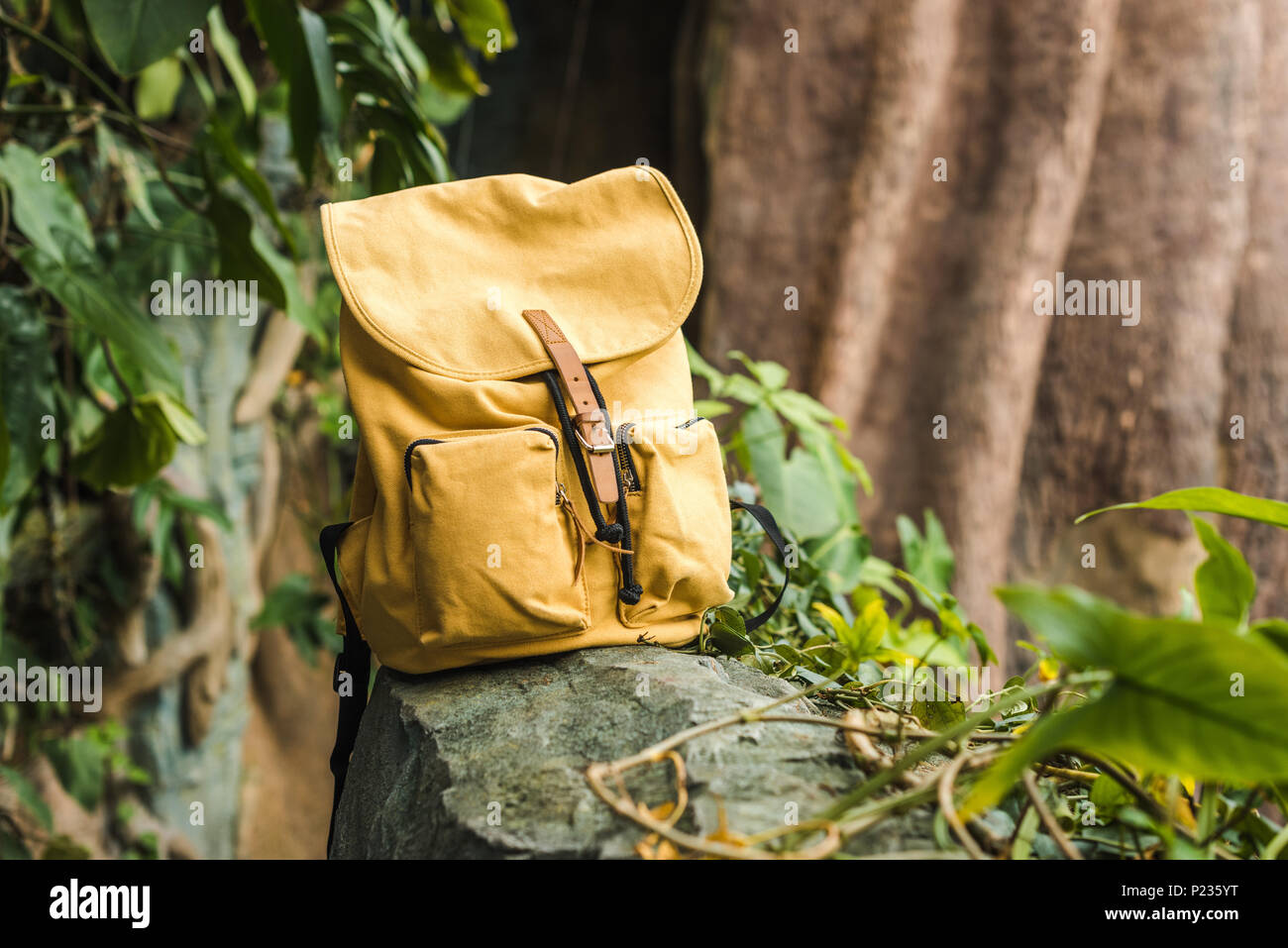 yellow vintage backpack