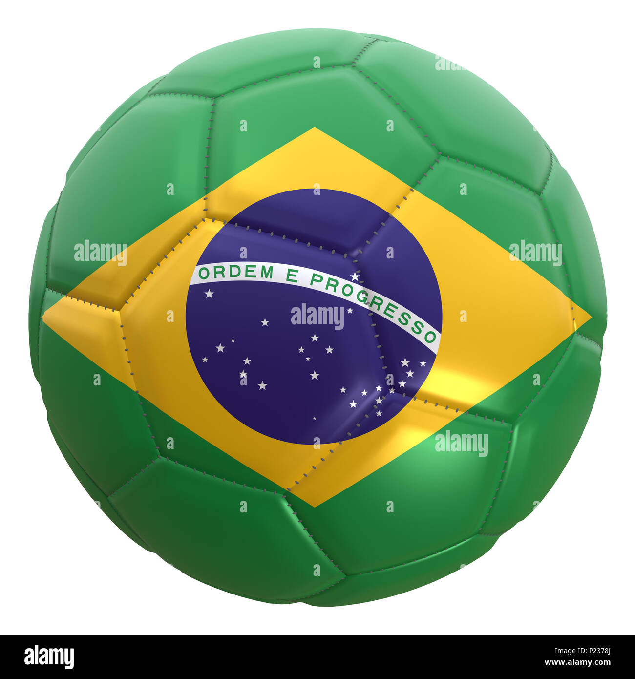 3d rendering of a Brazil flag on a soccer ball. Brazil is one of the ...