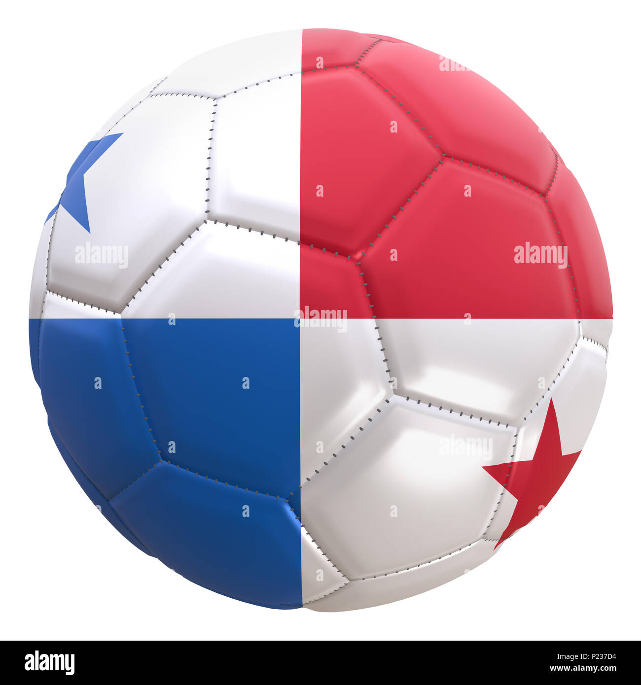 3d rendering of a Panama flag on a soccer ball. Panama is one of the team of world cup championship in Russia 2018. Stock Photo