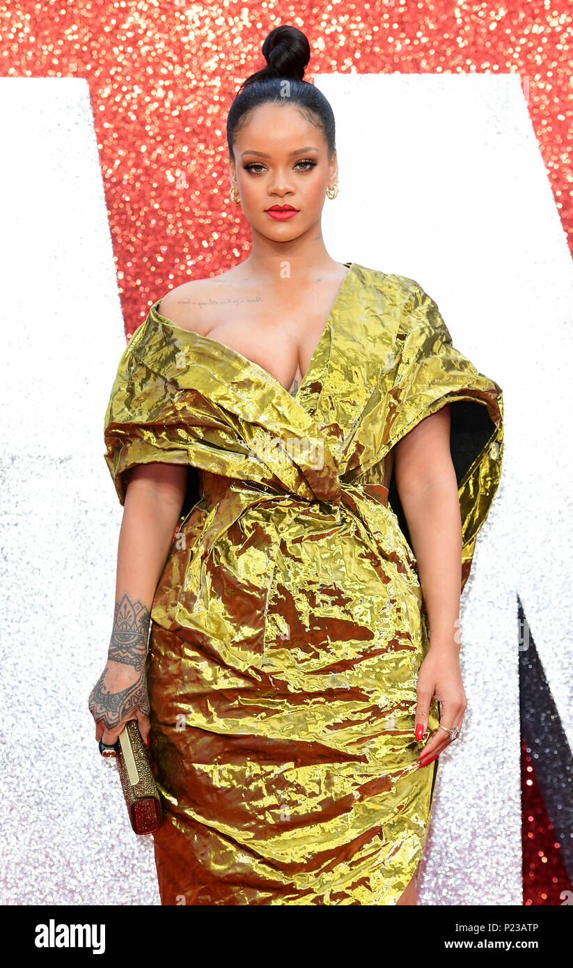 Rihanna attending the European premiere of Oceans 8, held at the Cineworld in Leicester Square, London. Picture date: Wednesday 13th June, 2018. See PA story SHOWBIZ Oceans8. Photo credit should read: Ian West/PA Wire Stock Photo