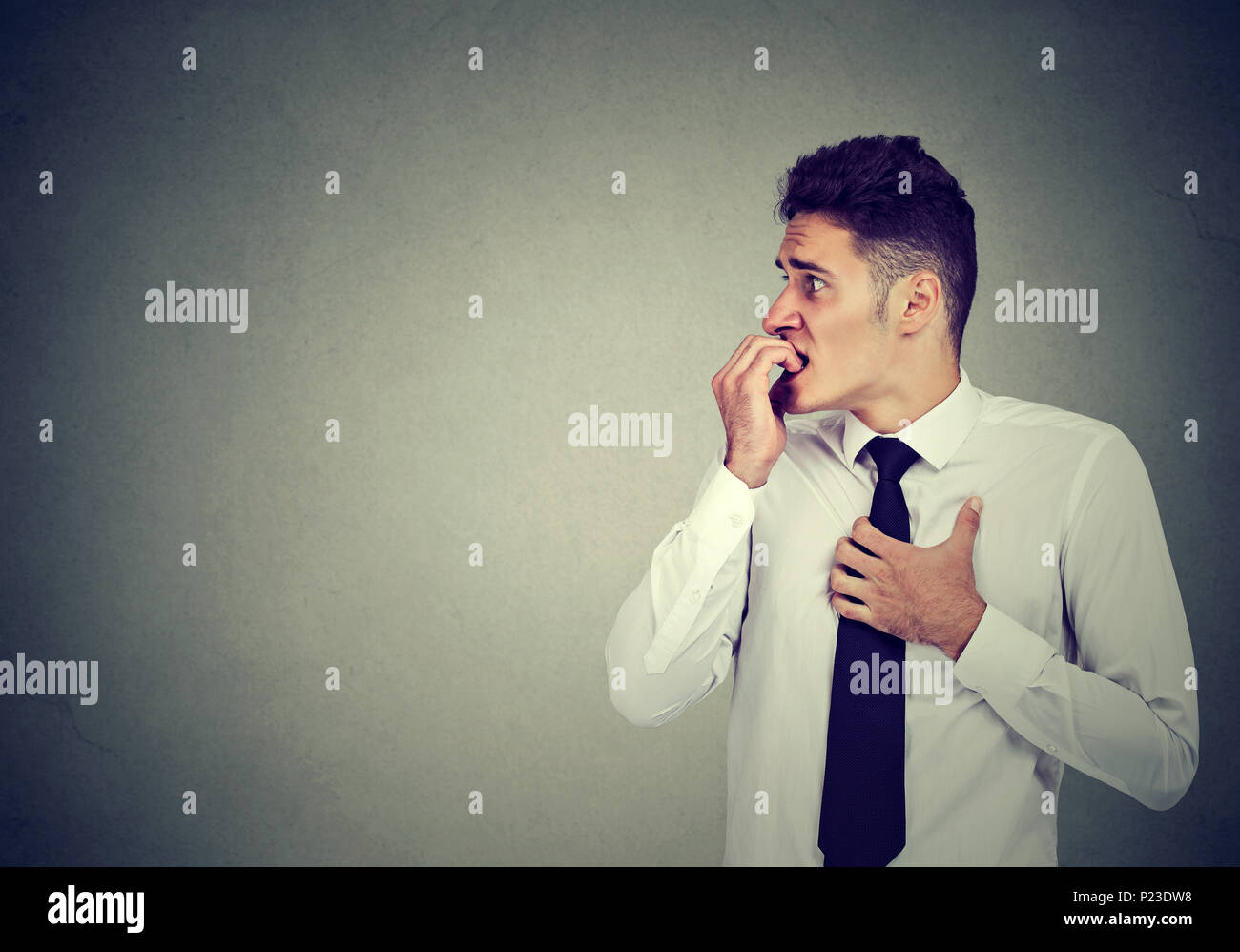 The Preoccupied anxious young business man Stock Photo