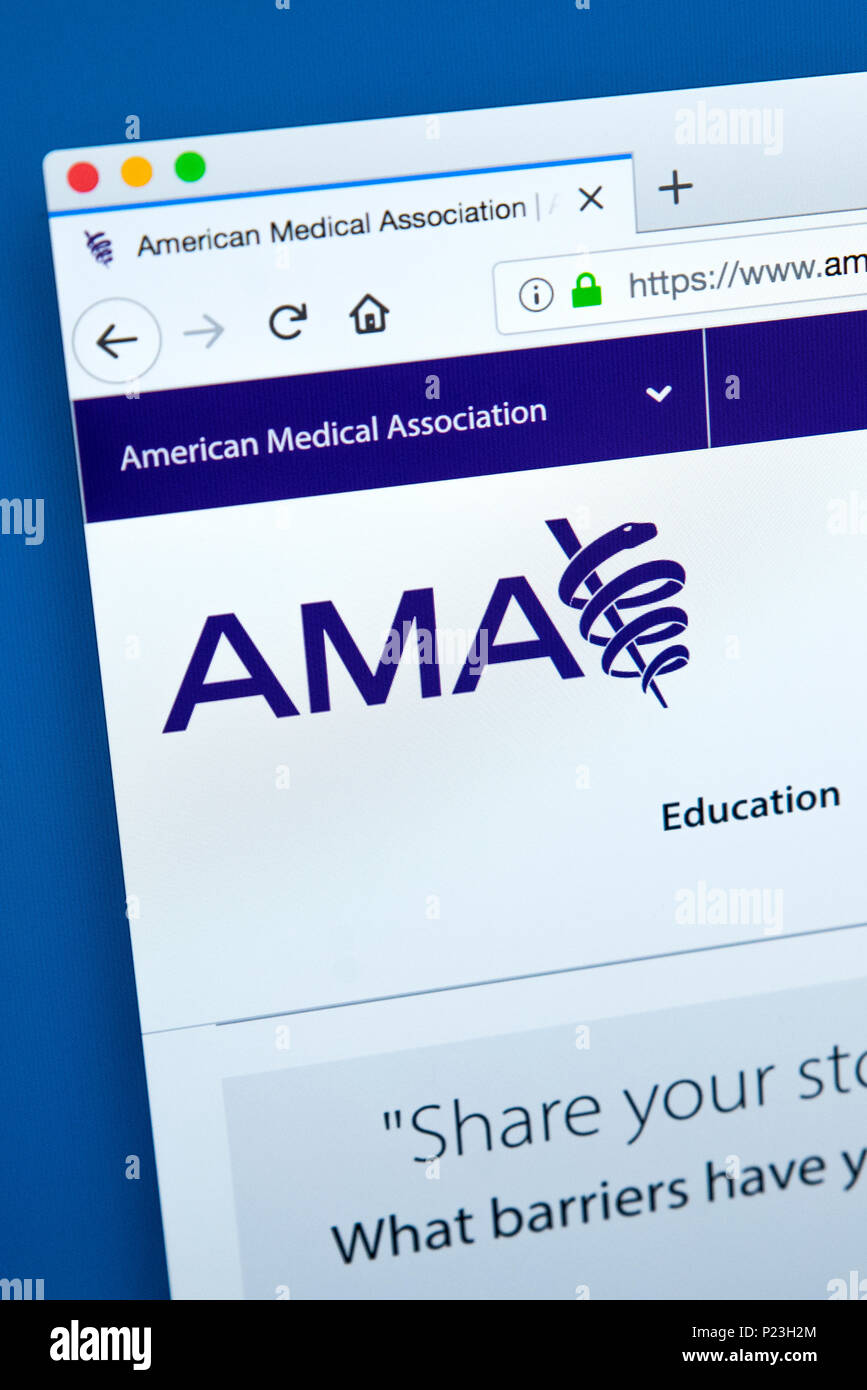 LONDON, UK - FEBRUARY 8TH 2018: The homepage of the website for the American Medical Association - the largest association of physicians in the United Stock Photo