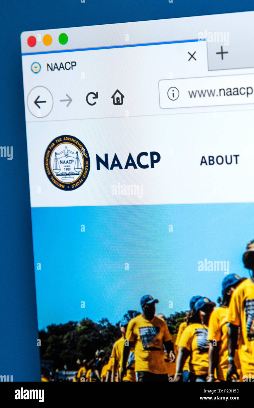LONDON, UK - FEBRUARY 8TH 2018: The homepage of the website for the National Association for the Advancement of Colored People - the civil rights orga Stock Photo