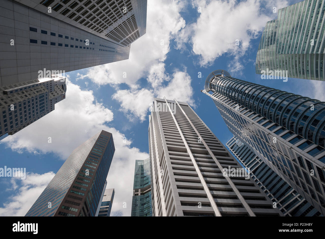 Singapore, Singapore, modern high rise buildings at Raffles Place Stock Photo